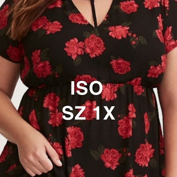 ISO Torrid Black & Red Floral Georgette Top - Picture 1 of 1